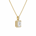 Leona Radiant Halo Accented Bail Diamond Pendant Necklace in 14K Yellow Gold second product view