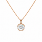 Leona Round Halo Accented Bail Lab-Grown Diamond Pendant Necklace in 14K Rose Gold, front view