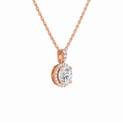 Leona Round Halo Accented Bail Lab-Grown Diamond Pendant Necklace in 14K Rose Gold, alternate product view