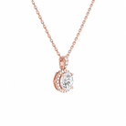 Leona Round Halo Accented Bail Diamond Pendant Necklace in 14K Rose Gold second product view