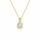 Leona Round Halo Accented Bail Diamond Pendant Necklace in 14K Yellow Gold second product view