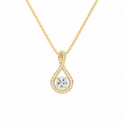 Lucina Cushion Halo Pave Twist Lab-Grown Diamond Pendant Necklace in 18K Yellow Gold, front view