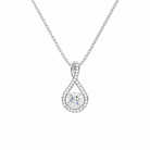 Lucina Cushion Halo Pave Twist Lab-Grown Diamond Pendant Necklace in Platinum, front view