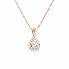 Lucina Pear Halo Pave Twist Lab-Grown Diamond Pendant Necklace in 14K Rose Gold, front view