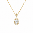 Lucina Pear Halo Pave Twist Lab-Grown Diamond Pendant Necklace in 18K Yellow Gold, front view