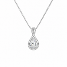 Lucina Pear Halo Pave Twist Lab-Grown Diamond Pendant Necklace in Platinum, front view