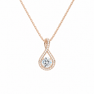 Lucina Round Halo Pave Twist Lab-Grown Diamond Pendant Necklace in 14K Rose Gold, front view