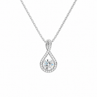 Lucina Round Halo Pave Twist Lab-Grown Diamond Pendant Necklace in 14K White Gold, front view