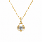 Lucina Round Halo Pave Twist Lab-Grown Diamond Pendant Necklace in 14K Yellow Gold, front view