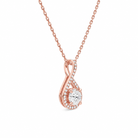 Lucina Round Halo Pave Twist Diamond Pendant Necklace in 14K Rose Gold second product view