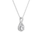 Lucina Round Halo Pave Twist Diamond Pendant Necklace in 14K White Gold second product view