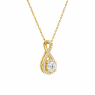 Lucina Round Halo Pave Twist Diamond Pendant Necklace in 14K Yellow Gold second product view