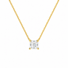 Solenne Asscher Solitaire Lab-Grown Diamond Necklace in 14K Yellow Gold, front view