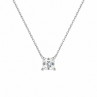 Solenne Asscher Solitaire Lab-Grown Diamond Necklace in 18K White Gold, front view