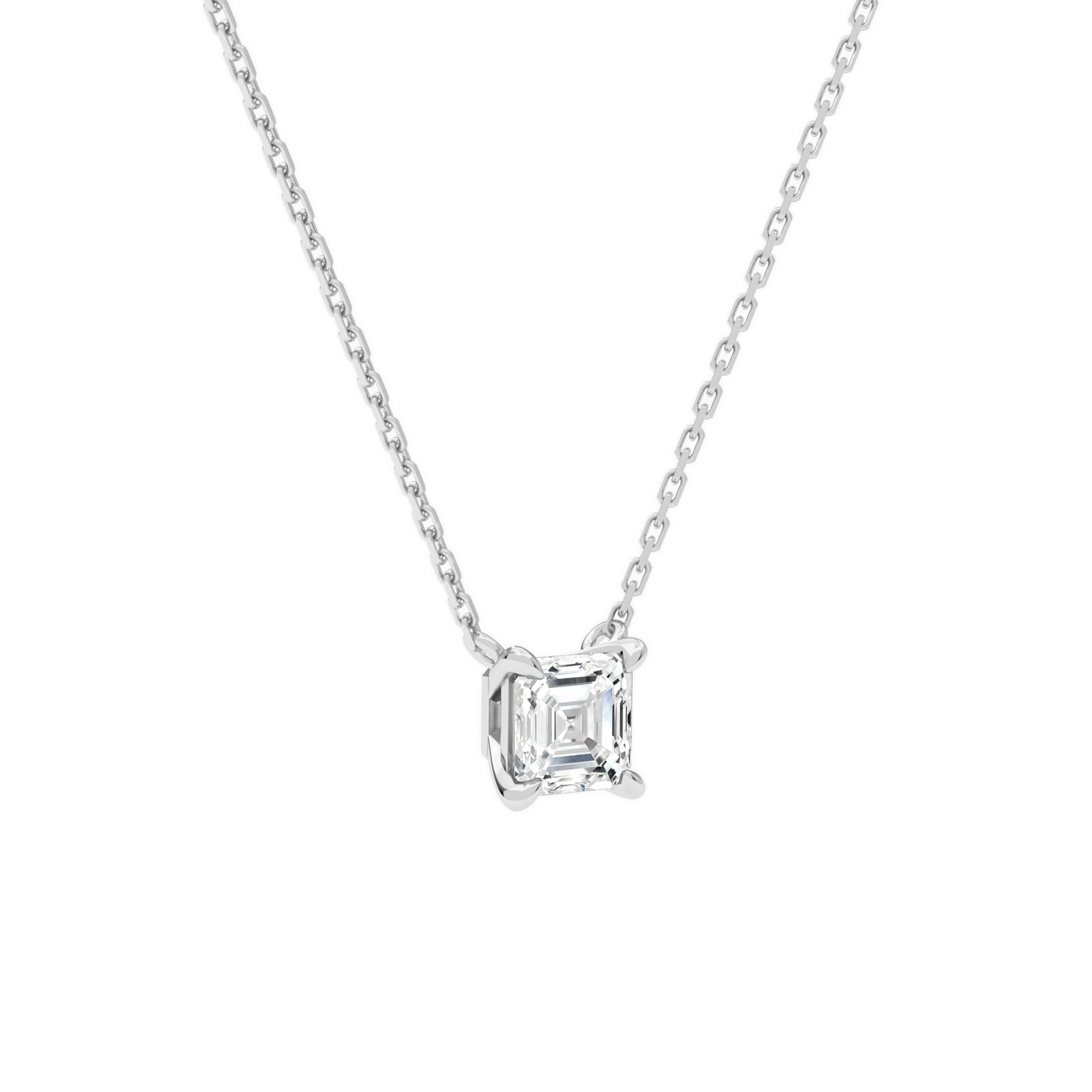 Solenne Asscher Solitaire Diamond Necklace in 18K White Gold second product view