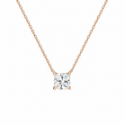 Solenne Cushion Solitaire Lab-Grown Diamond Necklace in 14K Rose Gold, front view
