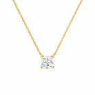 Solenne Cushion Solitaire Lab-Grown Diamond Necklace in 14K Yellow Gold, front view