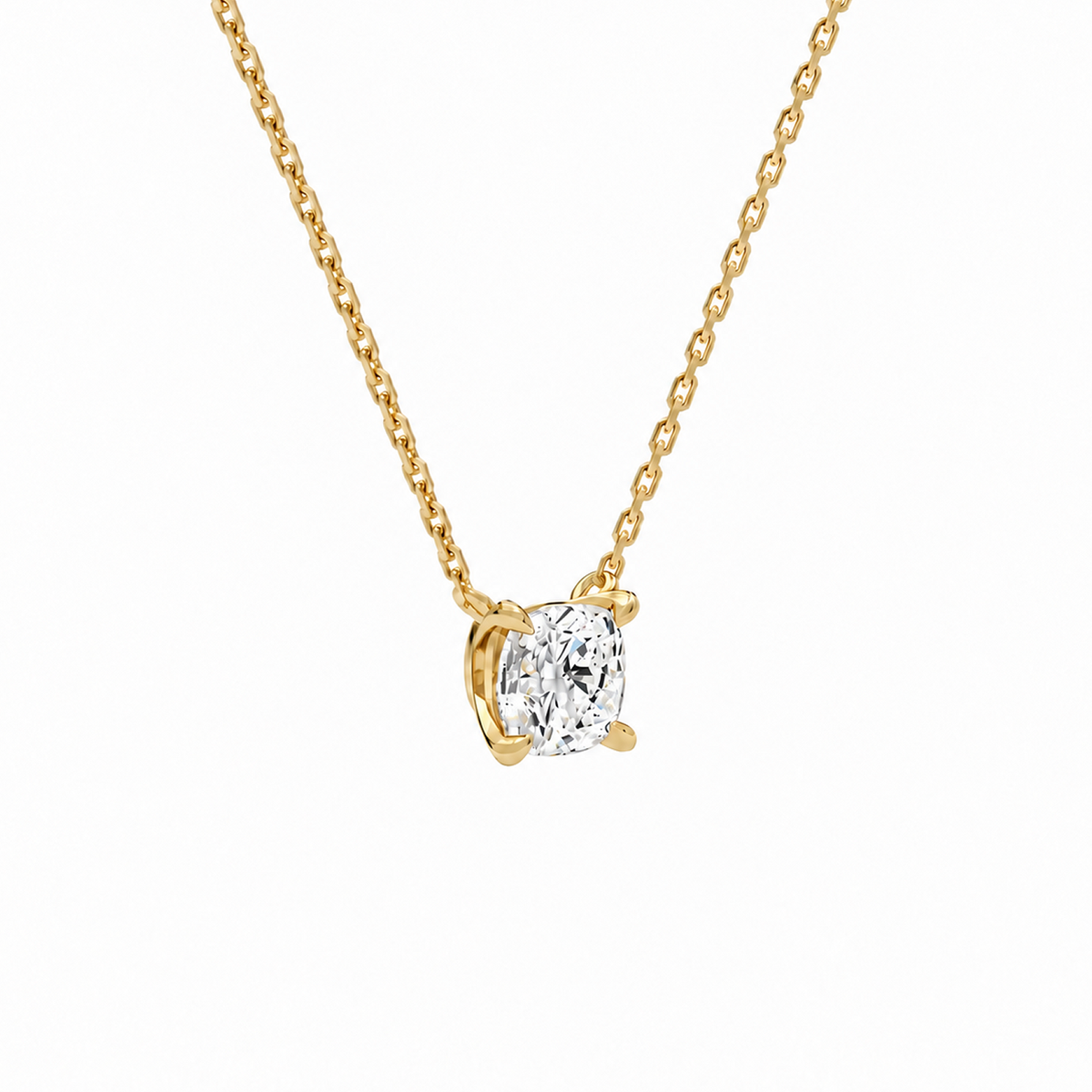 Solenne Cushion Solitaire Lab-Grown Diamond Necklace in 18K Yellow Gold, alternate product view