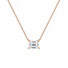 Solenne Emerald Solitaire Lab-Grown Diamond Necklace in 14K Rose Gold, front view
