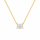 Solenne Emerald Solitaire Lab-Grown Diamond Necklace in 14K Yellow Gold, front view