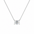 Solenne Emerald Solitaire Lab-Grown Diamond Necklace in Platinum, front view