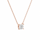 Solenne Emerald Solitaire Diamond Necklace in 14K Rose Gold second product view