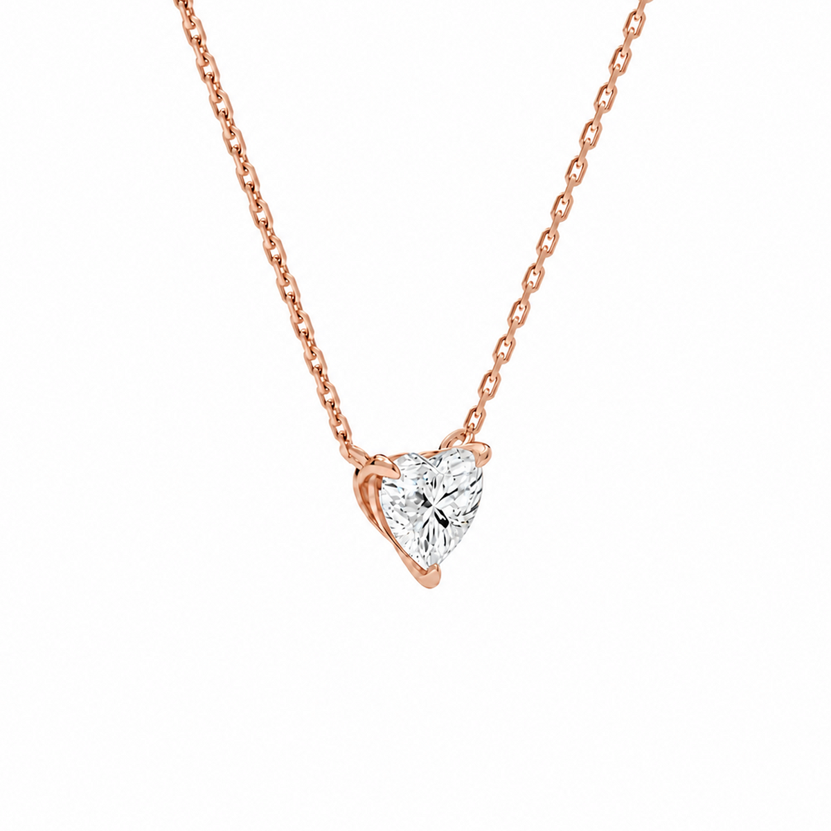 Solenne Heart Solitaire Lab-Grown Diamond Necklace in 14K Rose Gold, alternate product view