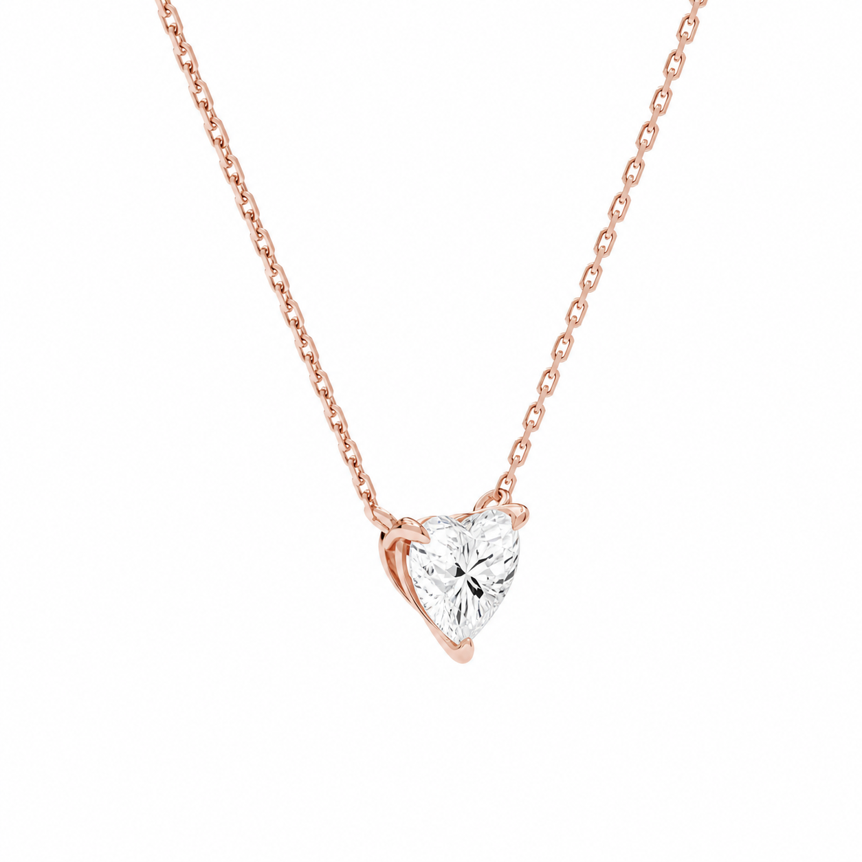 Solenne Heart Solitaire Diamond Necklace in 14K Rose Gold second product view