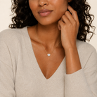 Solenne Heart Solitaire Lab-Grown Diamond Necklace in 18K Yellow Gold, worn on neck