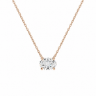 Solenne Oval Solitaire Lab-Grown Diamond Necklace in 14K Rose Gold, front view