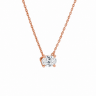 Solenne Oval Solitaire Lab-Grown Diamond Necklace in 14K Rose Gold, alternate product view