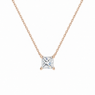 Solenne Princess Solitaire Lab-Grown Diamond Necklace in 14K Rose Gold, front view