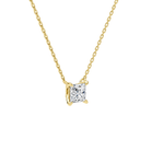 Solenne Princess Solitaire Lab-Grown Diamond Necklace in 14K Yellow Gold, alternate product view