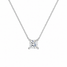 Solenne Princess Solitaire Lab-Grown Diamond Necklace in 18K White Gold, front view
