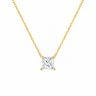 Solenne Princess Solitaire Lab-Grown Diamond Necklace in 18K Yellow Gold, front view