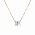Solenne Radiant Solitaire Lab-Grown Diamond Necklace in 14K Rose Gold, front view