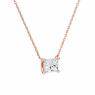Solenne Radiant Solitaire Diamond Necklace in 14K Rose Gold second product view