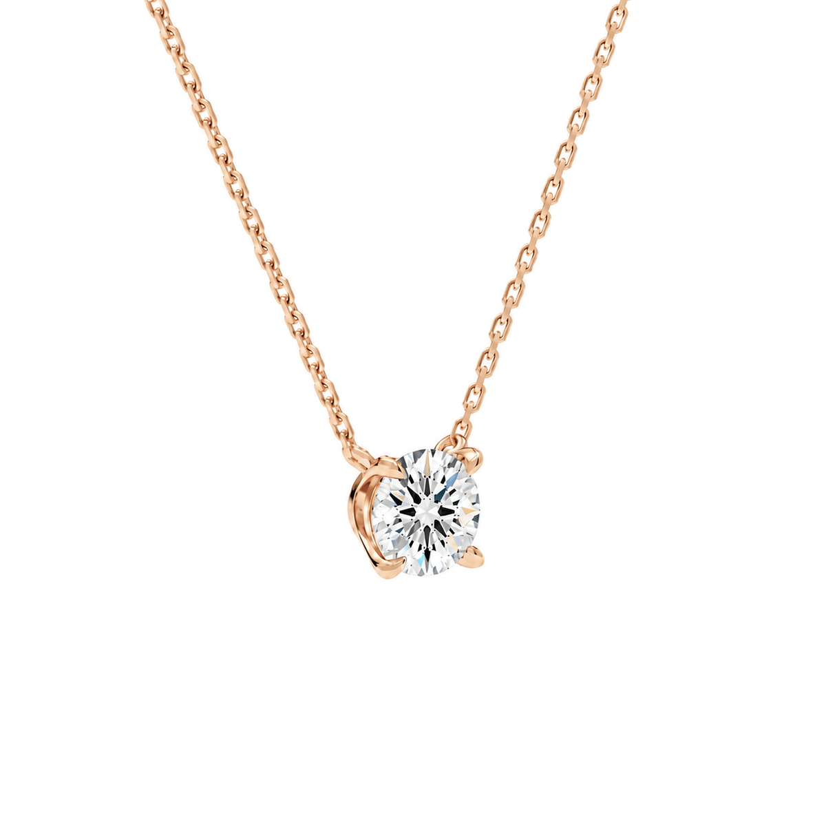 Solenne Round Solitaire Lab-Grown Diamond Necklace in 14K Rose Gold, alternate product view