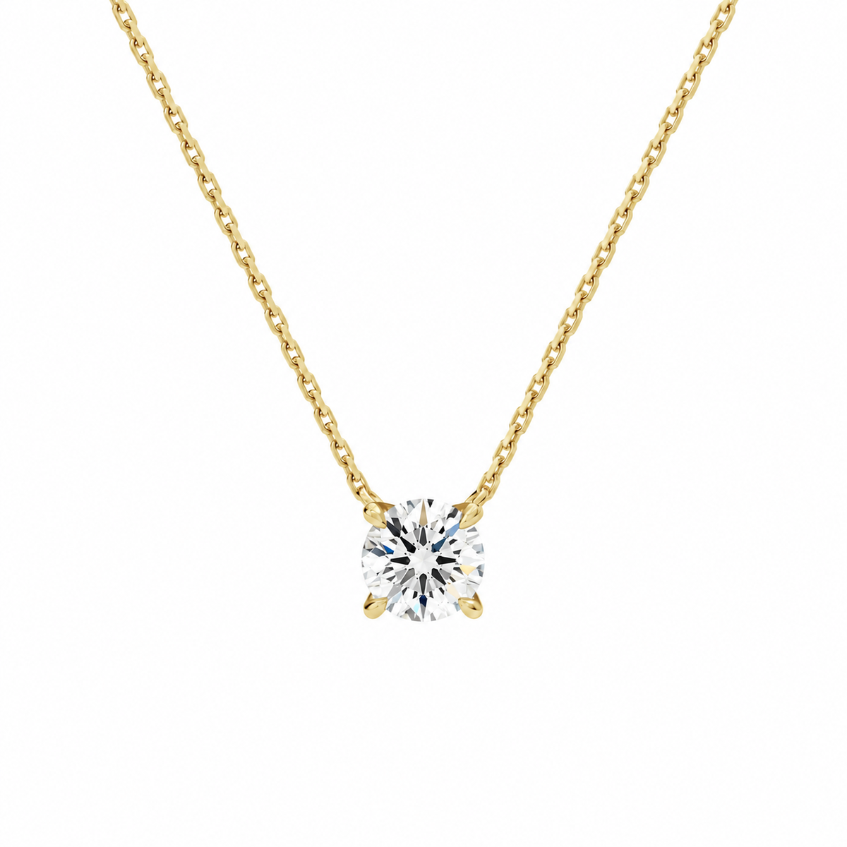 Solenne Round Solitaire Lab-Grown Diamond Necklace in 14K Yellow Gold, front view