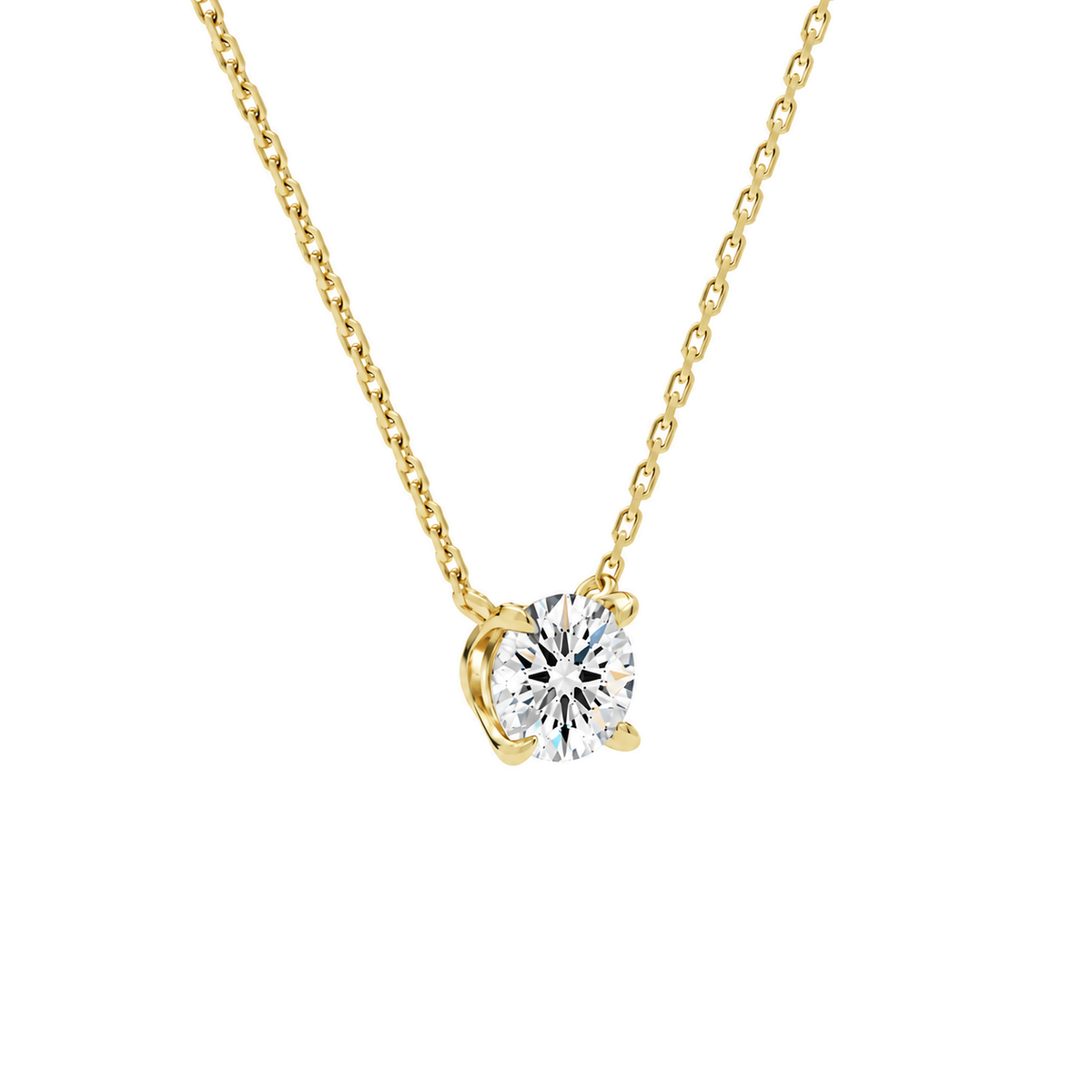 Solenne Round Solitaire Lab-Grown Diamond Necklace in 14K Yellow Gold, alternate product view