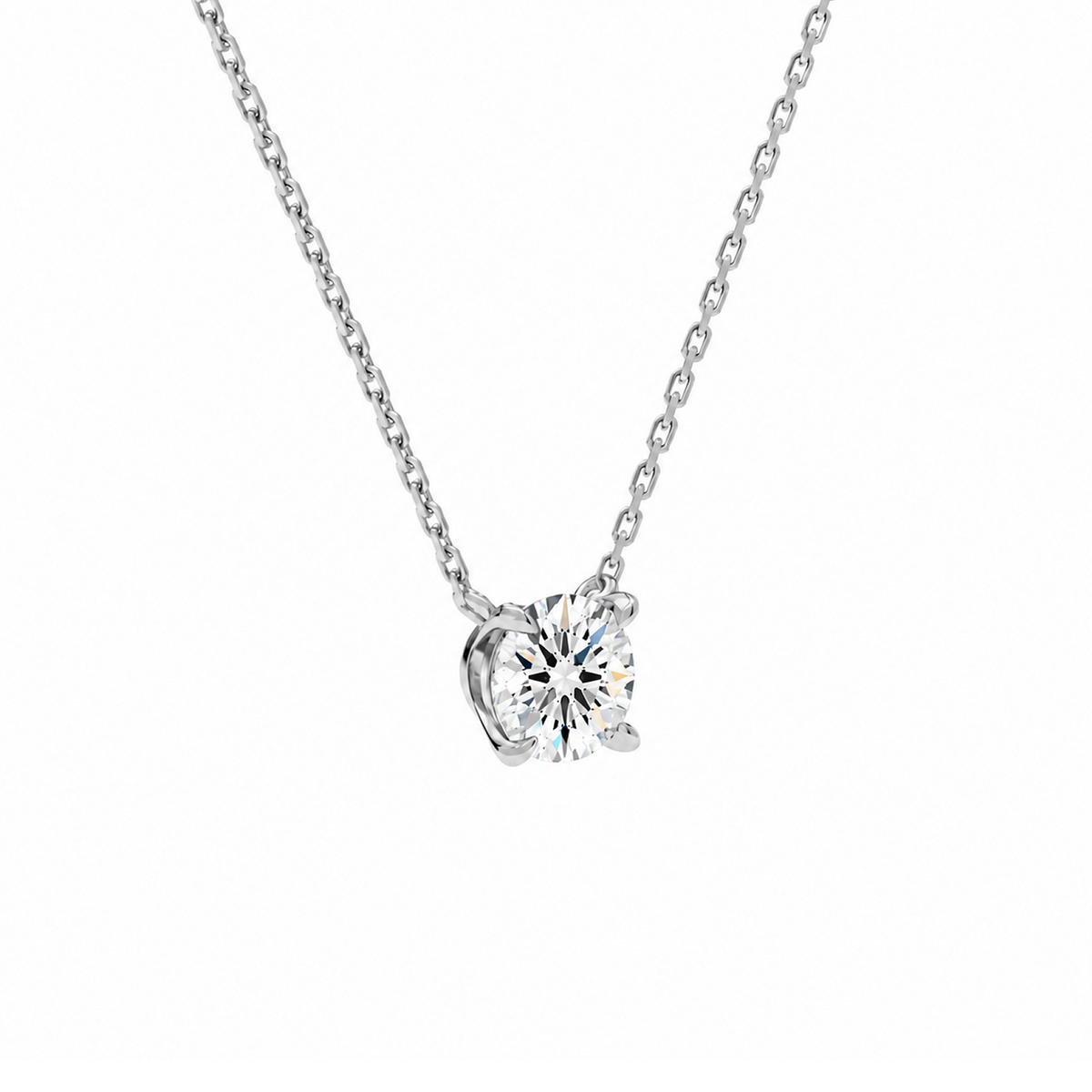 Solenne Round Solitaire Lab-Grown Diamond Necklace in 18K White Gold, alternate product view