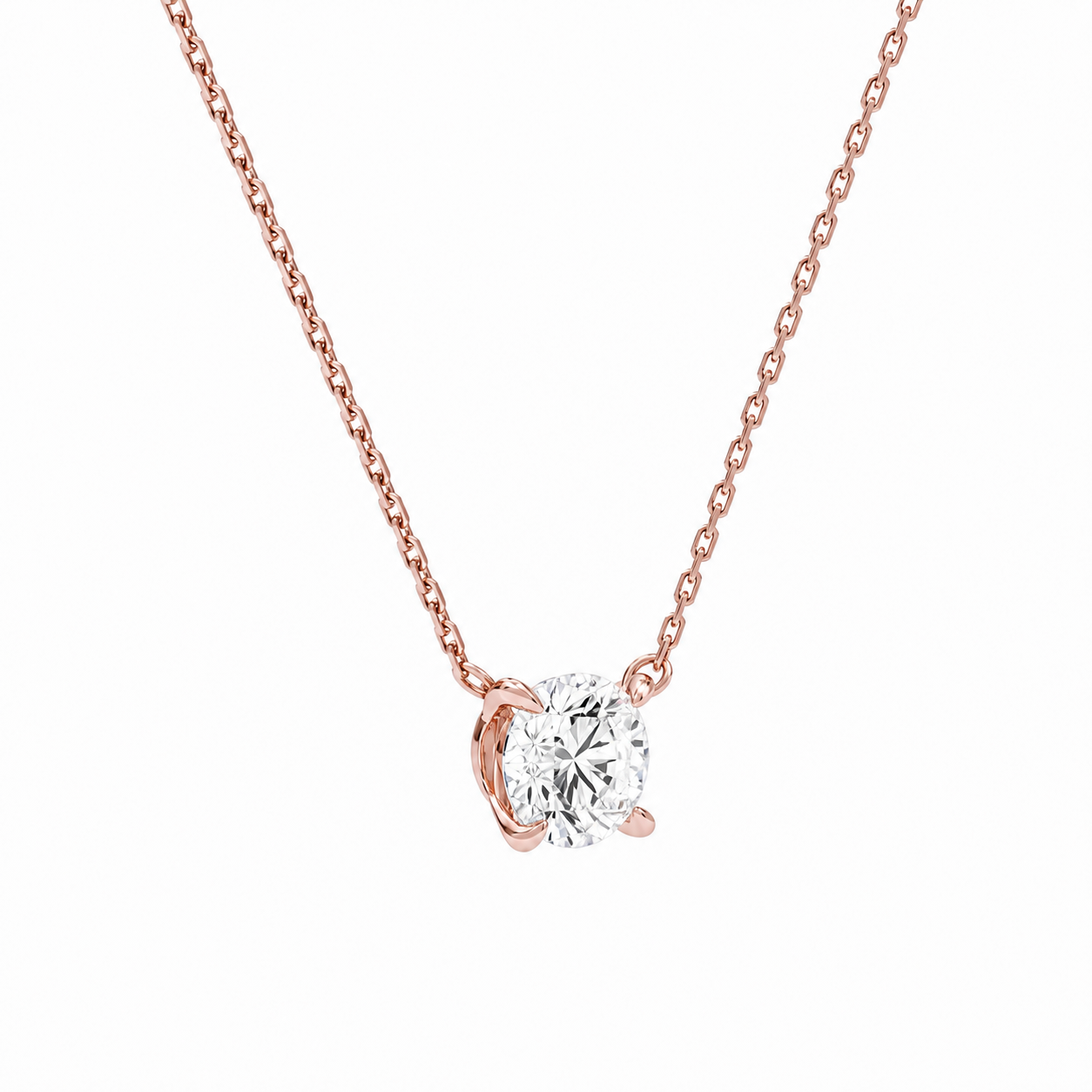 Solenne Round Solitaire Diamond Necklace in 14K Rose Gold second product view