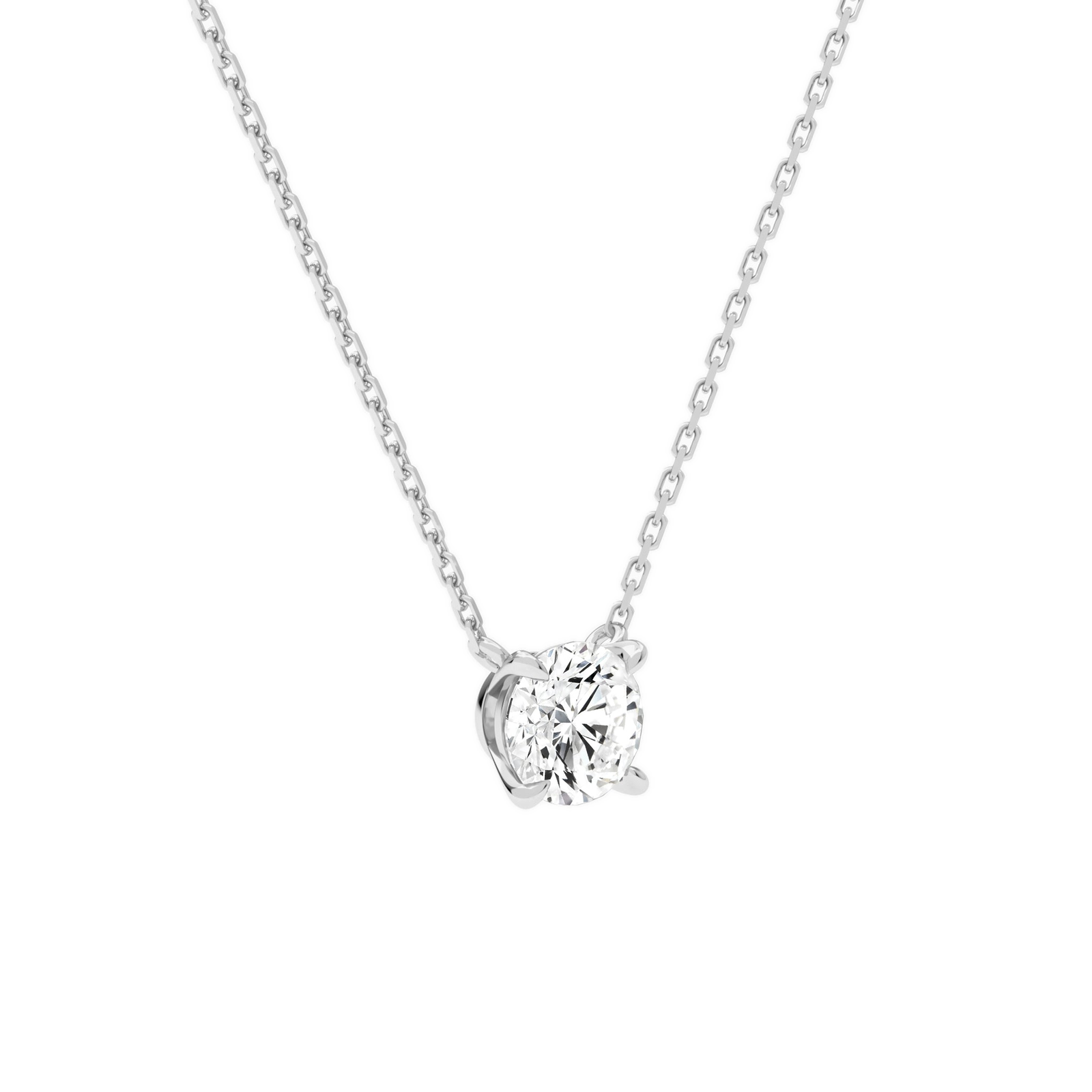 Solenne Round Solitaire Diamond Necklace in Platinum second product view