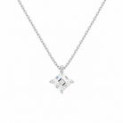 Elysia Asscher Solitaire Lab-Grown Diamond Pendant Necklace in 14K White Gold, front view