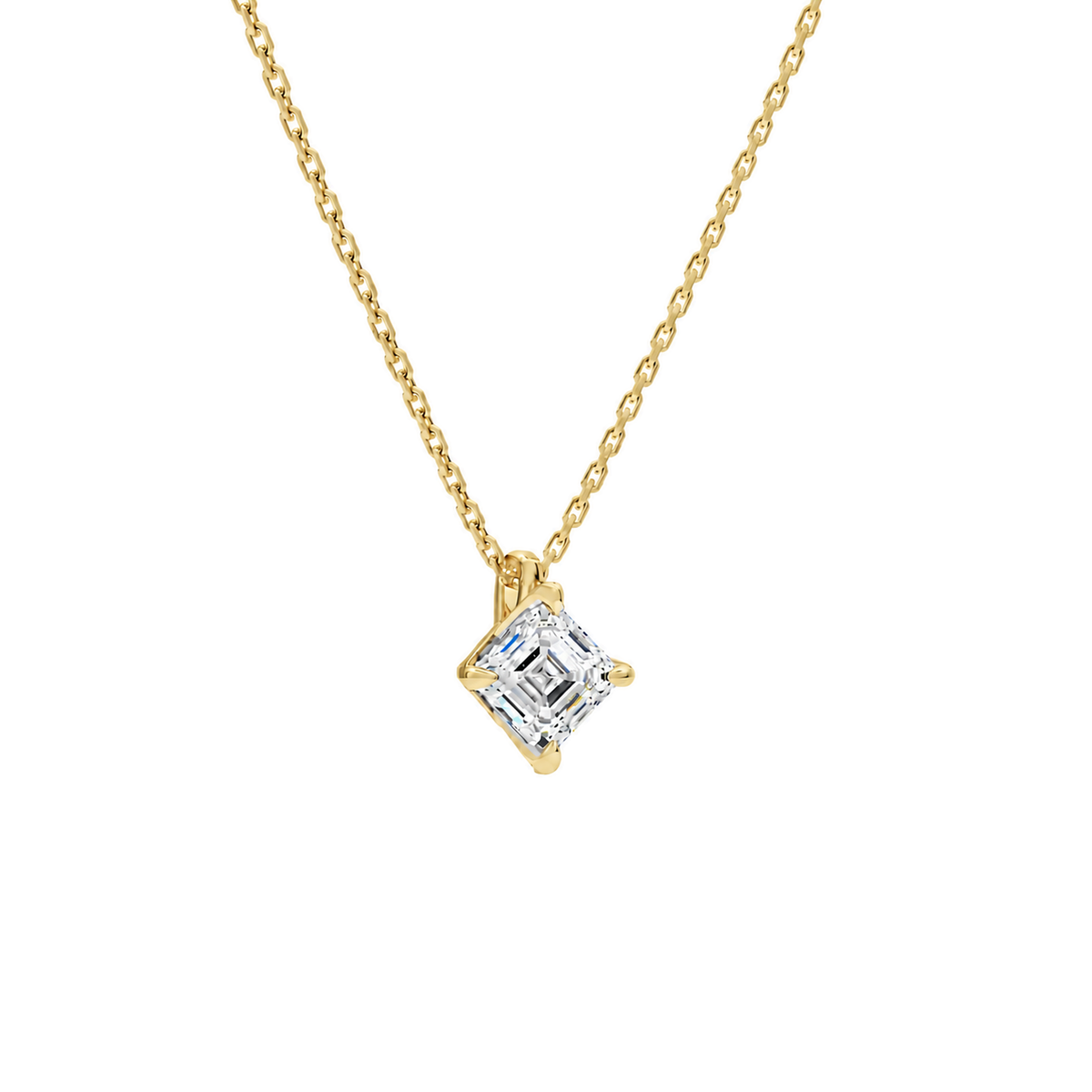 Elysia Asscher Solitaire Lab-Grown Diamond Pendant Necklace in 14K Yellow Gold, alternate product view