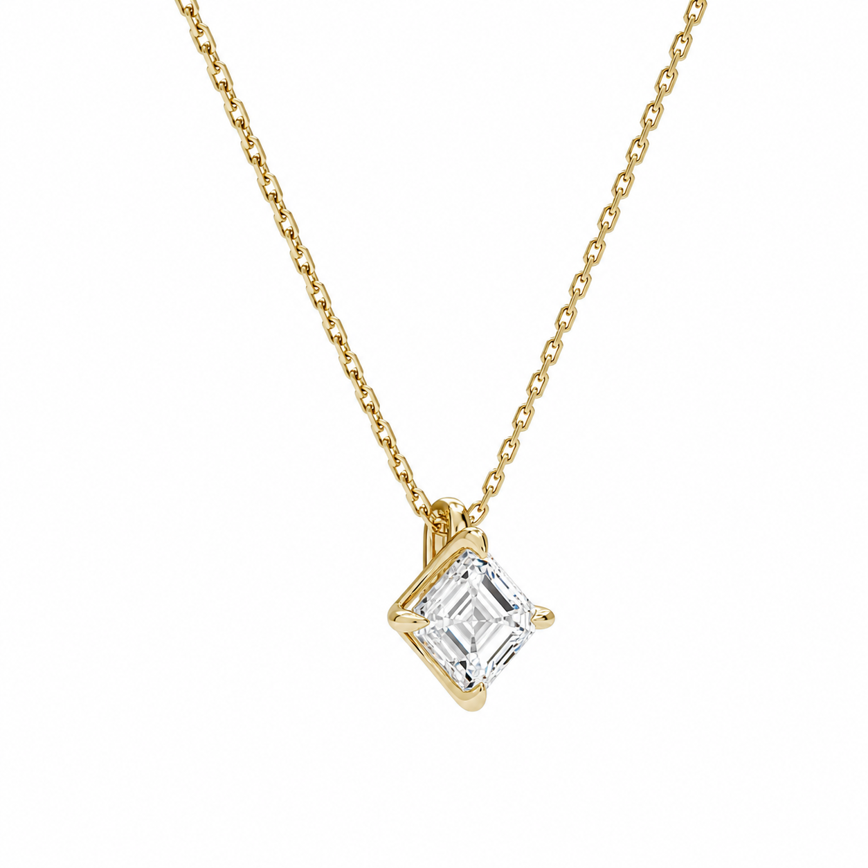 Elysia Asscher Solitaire Diamond Pendant Necklace in 14K Yellow Gold second product view