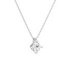 Elysia Cushion Solitaire Diamond Pendant Necklace in 18K White Gold second product view