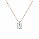 Elysia Emerald Solitaire Lab-Grown Diamond Pendant Necklace in 14K Rose Gold, front view