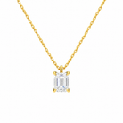 Elysia Emerald Solitaire Lab-Grown Diamond Pendant Necklace in 18K Yellow Gold, front view