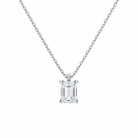 Elysia Emerald Solitaire Lab-Grown Diamond Pendant Necklace in Platinum, front view